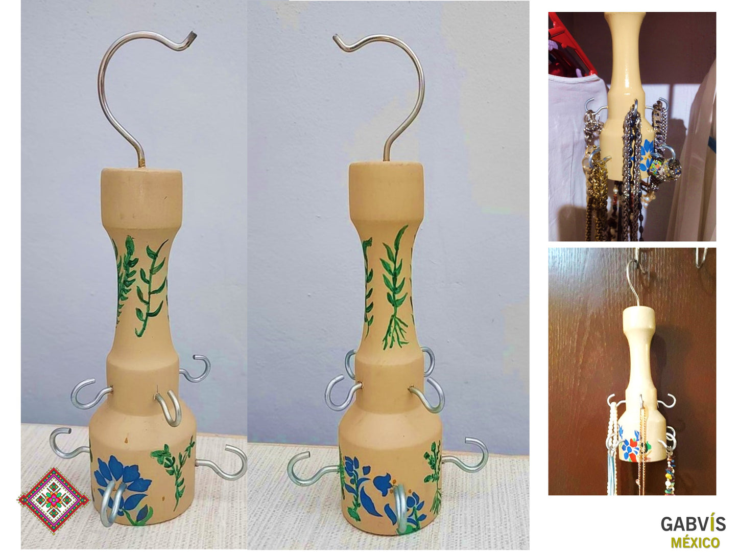 Gancho multiusos artesanal en fondo beige